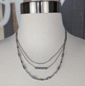 Kendra Scott The Addison Triple Strand Silver Toned Necklace